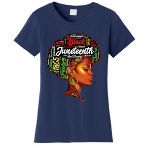 Womens Black History Afro Queen Melanin Word Art Womens Juneteenth Women's T-Shirt