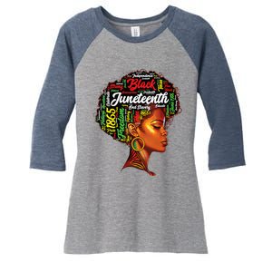 Womens Black History Afro Queen Melanin Word Art Womens Juneteenth Women's Tri-Blend 3/4-Sleeve Raglan Shirt