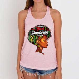 Womens Black History Afro Queen Melanin Word Art Womens Juneteenth Women's Knotted Racerback Tank