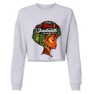 Womens Black History Afro Queen Melanin Word Art Womens Juneteenth Cropped Pullover Crew