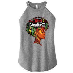 Womens Black History Afro Queen Melanin Word Art Womens Juneteenth Women's Perfect Tri Rocker Tank