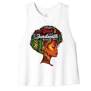 Womens Black History Afro Queen Melanin Word Art Womens Juneteenth Women's Racerback Cropped Tank