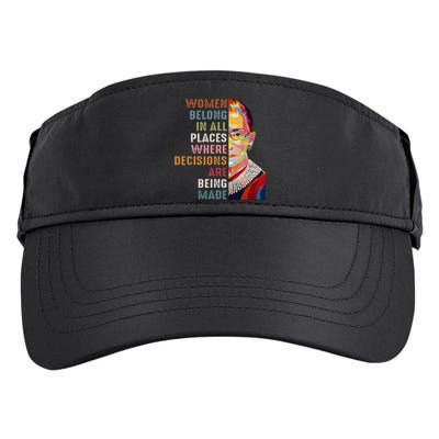 Women Belong In All Places Ruth Bader Ginsburg RBG Adult Drive Performance Visor