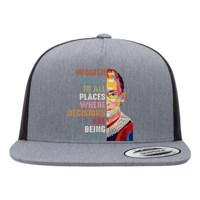 Women Belong In All Places Ruth Bader Ginsburg RBG Flat Bill Trucker Hat