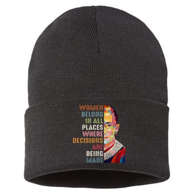 Women Belong In All Places Ruth Bader Ginsburg RBG Sustainable Knit Beanie