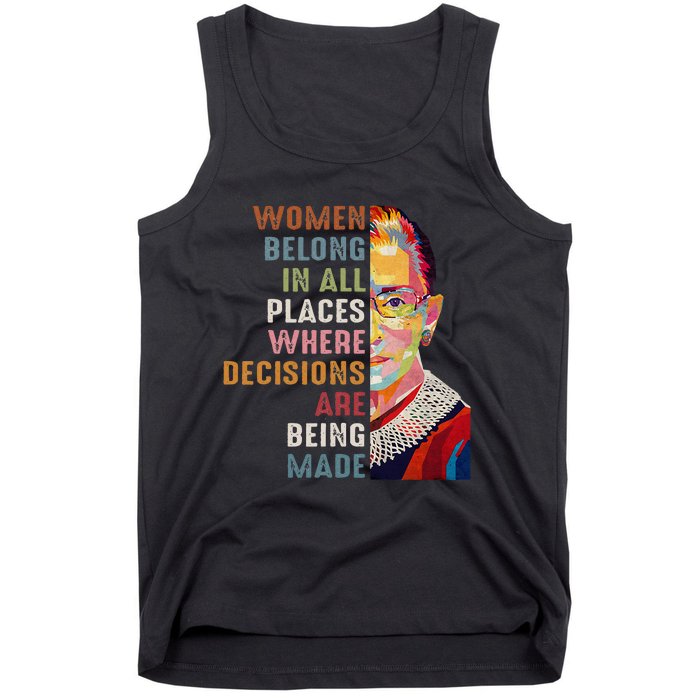 Women Belong In All Places Ruth Bader Ginsburg RBG Tank Top