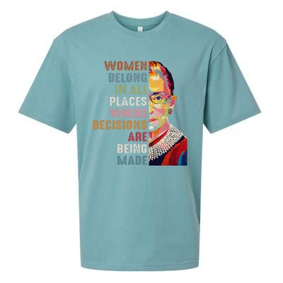 Women Belong In All Places Ruth Bader Ginsburg RBG Sueded Cloud Jersey T-Shirt