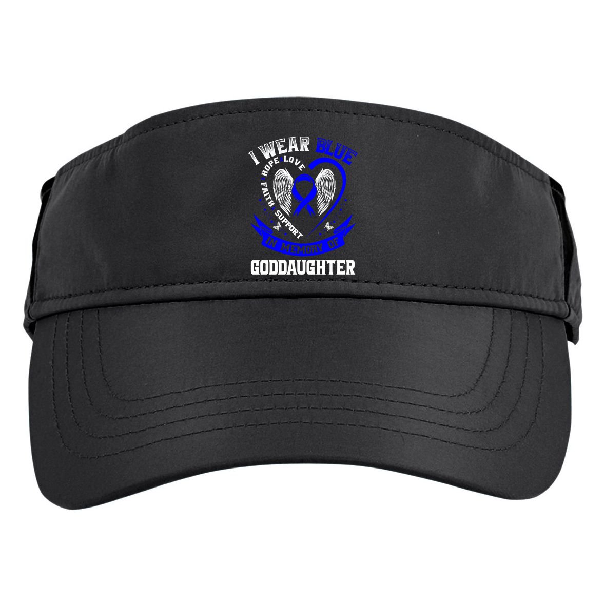 Wear Blue In Memory Of My Goddaughter Colon Cancer Awareness Meaningful Gift Adult Drive Performance Visor