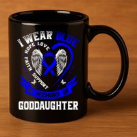 Wear Blue In Memory Of My Goddaughter Colon Cancer Awareness Meaningful Gift 11oz C Handle Ceramic Mug