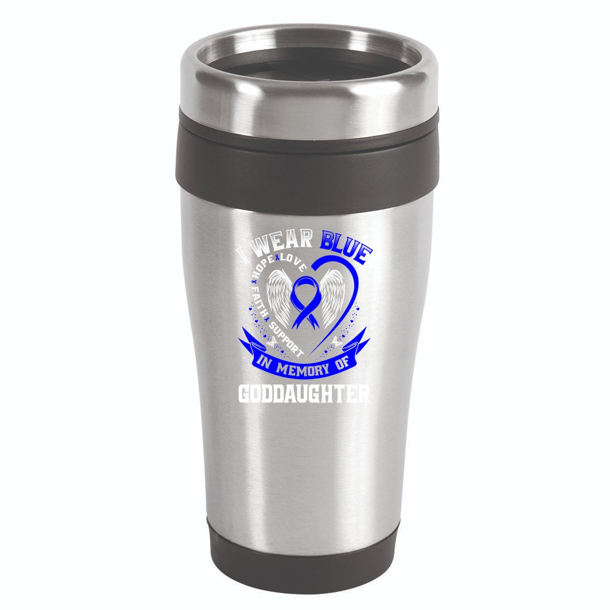 Wear Blue In Memory Of My Goddaughter Colon Cancer Awareness Meaningful Gift 16oz Travel Tumbler