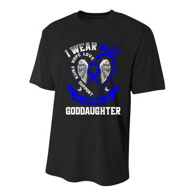 Wear Blue In Memory Of My Goddaughter Colon Cancer Awareness Meaningful Gift Youth Performance Sprint T-Shirt
