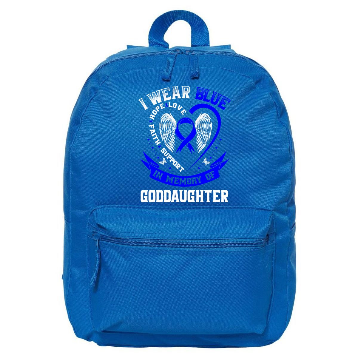 Wear Blue In Memory Of My Goddaughter Colon Cancer Awareness Meaningful Gift 16 in Basic Backpack
