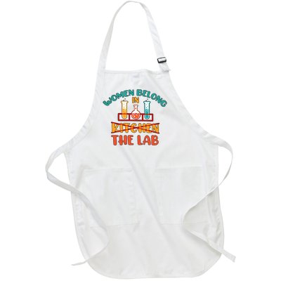 Women Belong In The Lab Medical Laboratory Lab Technician Scientist Full-Length Apron With Pockets