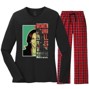 Women Belong In All Places Where Decisions Are Being Made Women's Long Sleeve Flannel Pajama Set 