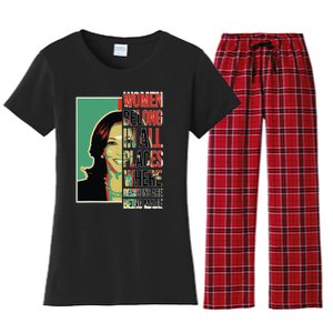 Women Belong In All Places Where Decisions Are Being Made Women's Flannel Pajama Set