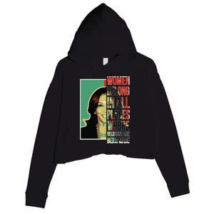 Women Belong In All Places Where Decisions Are Being Made Crop Fleece Hoodie