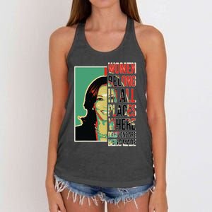 Women Belong In All Places Where Decisions Are Being Made Women's Knotted Racerback Tank