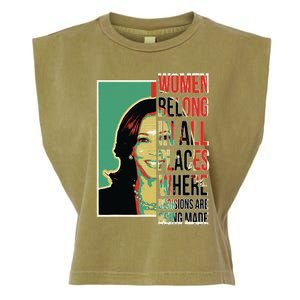 Women Belong In All Places Where Decisions Are Being Made Garment-Dyed Women's Muscle Tee