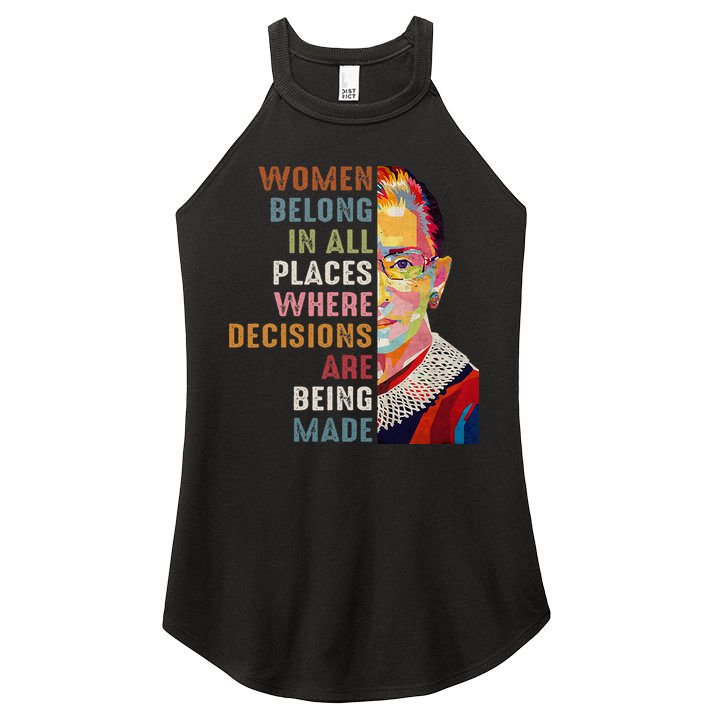 Women Belong In All Places Ruth Bader Ginsburg Rbg Women's Perfect Tri Rocker Tank