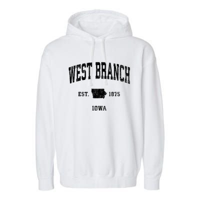 West Branch Iowa Ia Vintage Athletic Garment-Dyed Fleece Hoodie