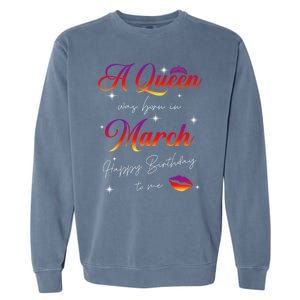 Was Born In March Birthday Gift Pisces Gift Garment-Dyed Sweatshirt