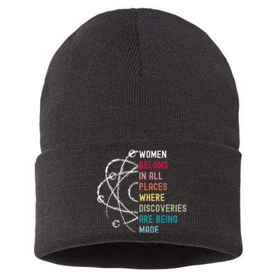 Women Belong In Science Feminist And STEM Empowerment Sustainable Knit Beanie