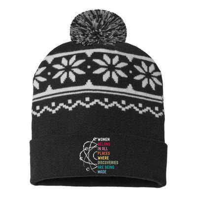 Women Belong In Science Feminist And STEM Empowerment USA-Made Snowflake Beanie