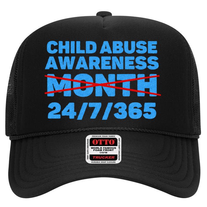 Wear Blue In April Child Abuse Prevention Awareness 247365 High Crown Mesh Back Trucker Hat