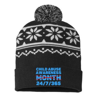 Wear Blue In April Child Abuse Prevention Awareness 247365 USA-Made Snowflake Beanie