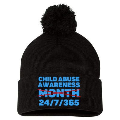 Wear Blue In April Child Abuse Prevention Awareness 247365 Pom Pom 12in Knit Beanie