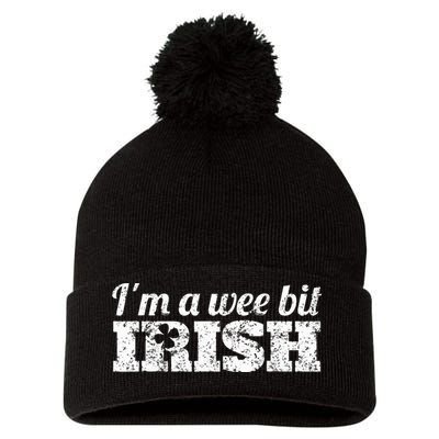 Wee Bit Irish Funny Irish Heritage St Paddys Pom Pom 12in Knit Beanie
