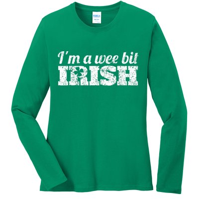 Wee Bit Irish Funny Irish Heritage St Paddys Ladies Long Sleeve Shirt