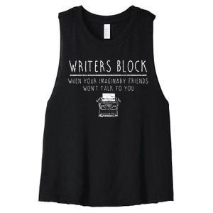 Writers Block Imaginary Friend Writing Writer Author Women's Racerback Cropped Tank