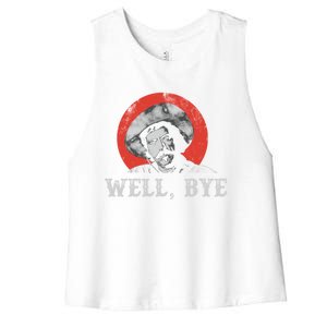 Well Bye In White Stencil Women's Racerback Cropped Tank