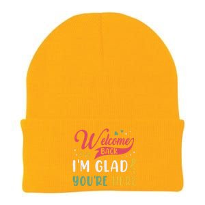 Welcome Back IM Glad YouRe Here Teacher Back To School Knit Cap Winter Beanie