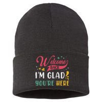 Welcome Back IM Glad YouRe Here Teacher Back To School Sustainable Knit Beanie