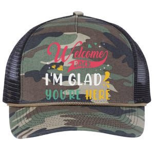 Welcome Back IM Glad YouRe Here Teacher Back To School Retro Rope Trucker Hat Cap