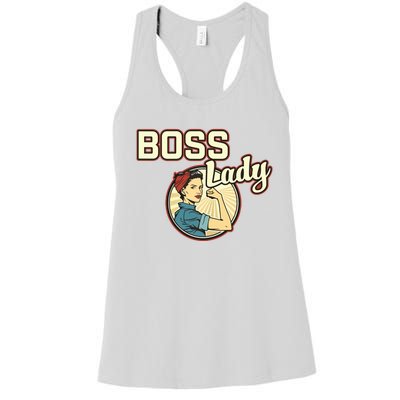 Woman Boss Lady Bosses Day Funny Appreciation Gift Mom Wife Women's Racerback Tank