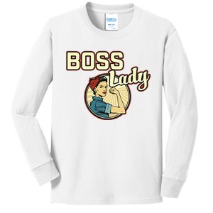 Woman Boss Lady Bosses Day Funny Appreciation Gift Mom Wife Kids Long Sleeve Shirt