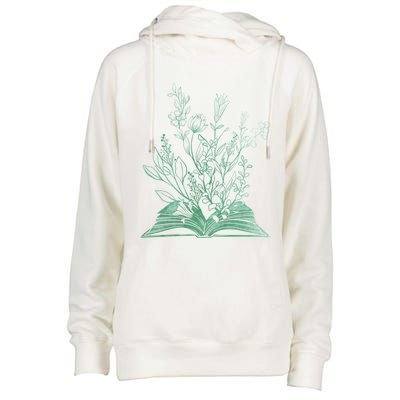 Wildflower Book Lover Gift Womens Funnel Neck Pullover Hood