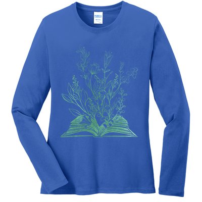 Wildflower Book Lover Gift Ladies Long Sleeve Shirt