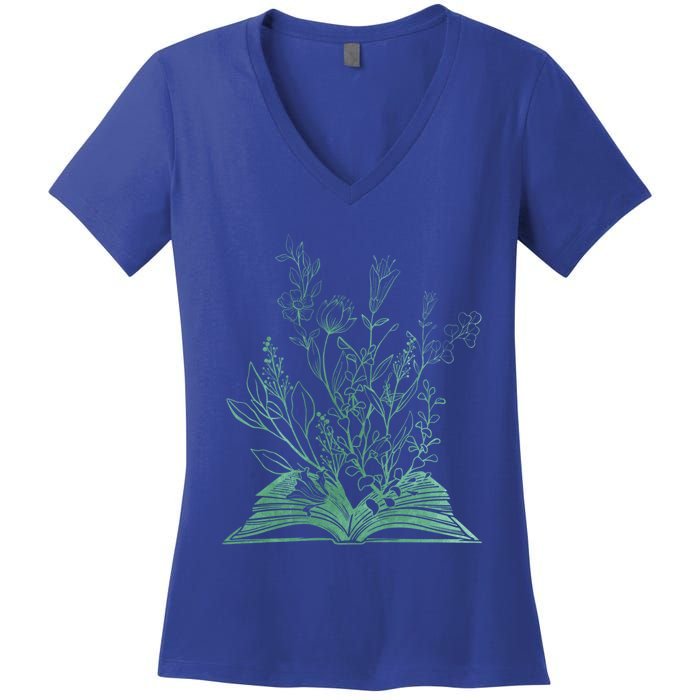 Wildflower Book Lover Gift Women's V-Neck T-Shirt