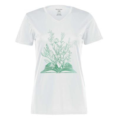 Wildflower Book Lover Gift Women's Momentum V-Neck T-Shirt