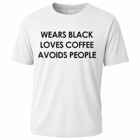 Wears Black Loves Coffee Avoids People Cooling Performance Crew T-Shirt