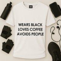 Wears Black Loves Coffee Avoids People Cooling Performance Crew T-Shirt