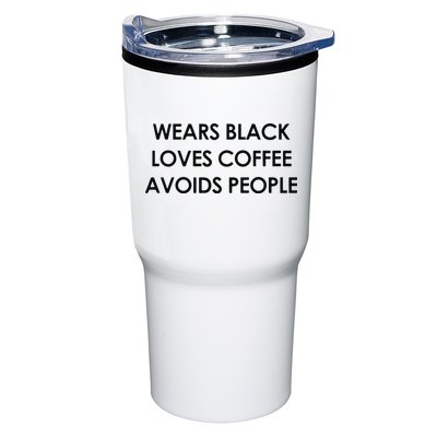 Wears Black Loves Coffee Avoids People Tumbler