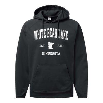 White Bear Lake Minnesota Mn Vintage Athletic Sports Performance Fleece Hoodie