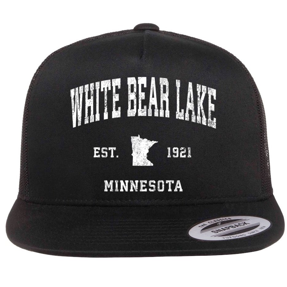 White Bear Lake Minnesota Mn Vintage Athletic Sports Flat Bill Trucker Hat