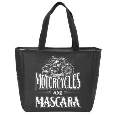 Womens Biker Lifestyle Quotes Motorcycles And Mascara Zip Tote Bag