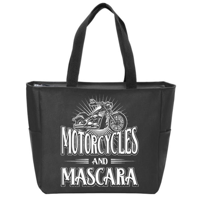 Womens Biker Lifestyle Quotes Motorcycles And Mascara Zip Tote Bag